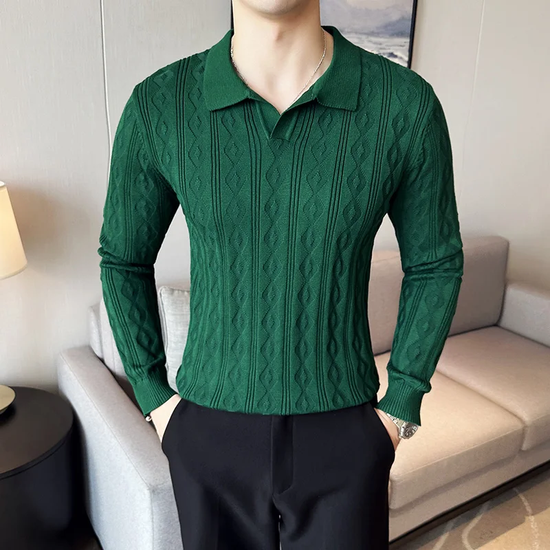 Men Autumn and Winter High Quality Warm Knit Sweaters/Male Slim Fit Fashion V-neck Long Sleeve Knit Pullover/Man Casual Sweater