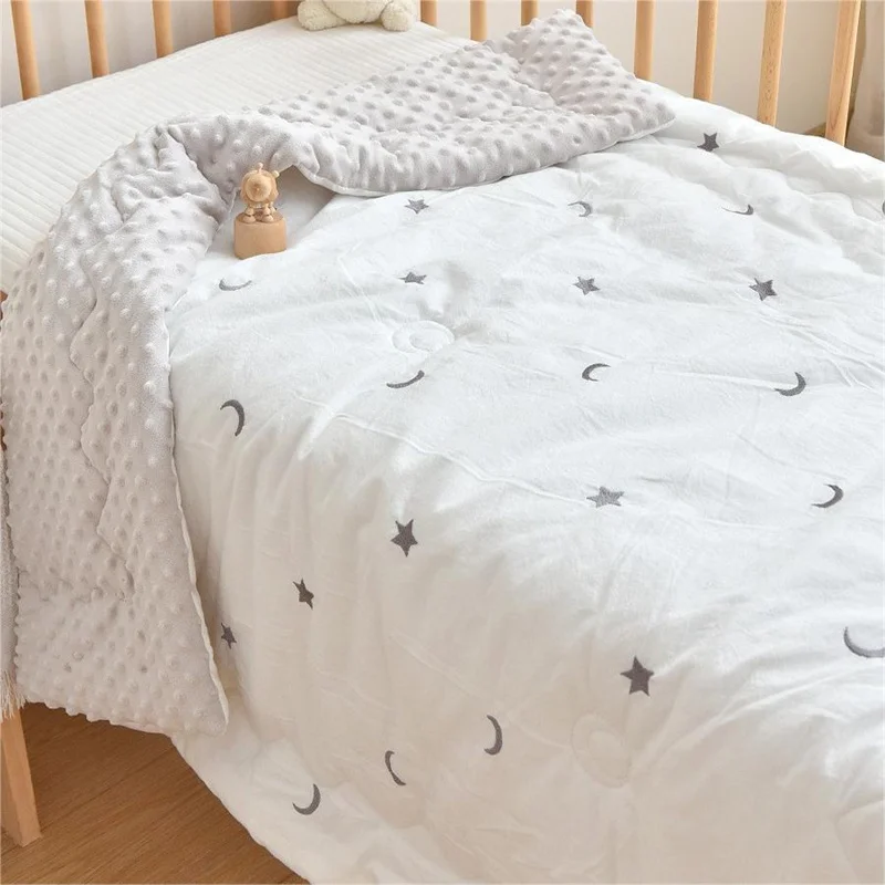Dropshipping Baby Unisex Baby Plush Mink Blanket Winter Newborn Thermal Soft Fleece Swaddle Wrap Bedding Set Cotton Quilt
