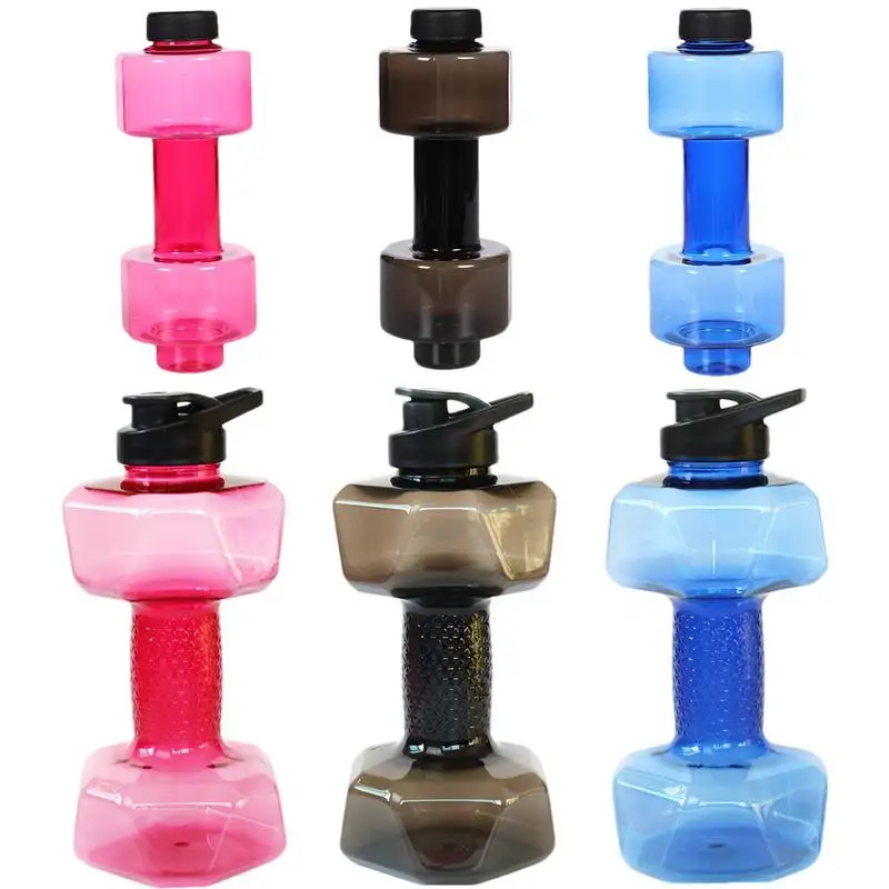 

550/1500ml PET Dumbbell Shaped Kettle Outdoor Eco-friendly Fitness Cycling Water Bottle Weight Strong Water Drinks Accessories