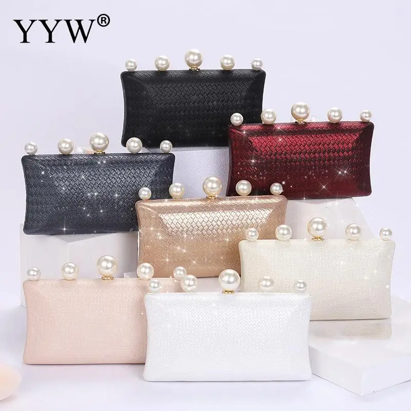 2023 New Luxury Pearl Women Evening Bag PU Leather Designer Clutch  Wedding Party Elegent Purse Female Small Purse Small Hobos