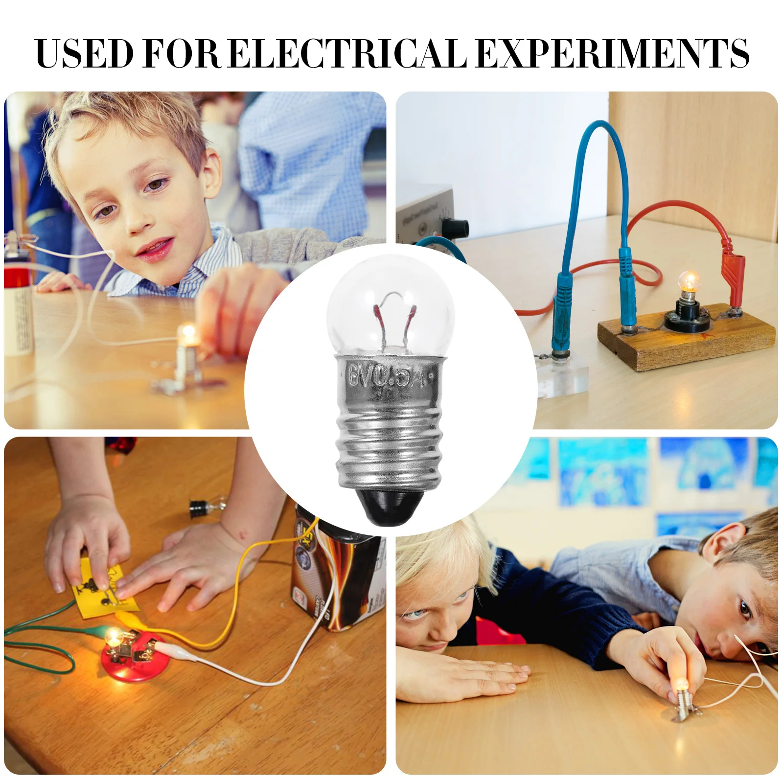 50Pcs 미니어처 전구 6V 나사 베이스 과학 키트용 회로 실험 물리학 학습 장비 실험실 교육