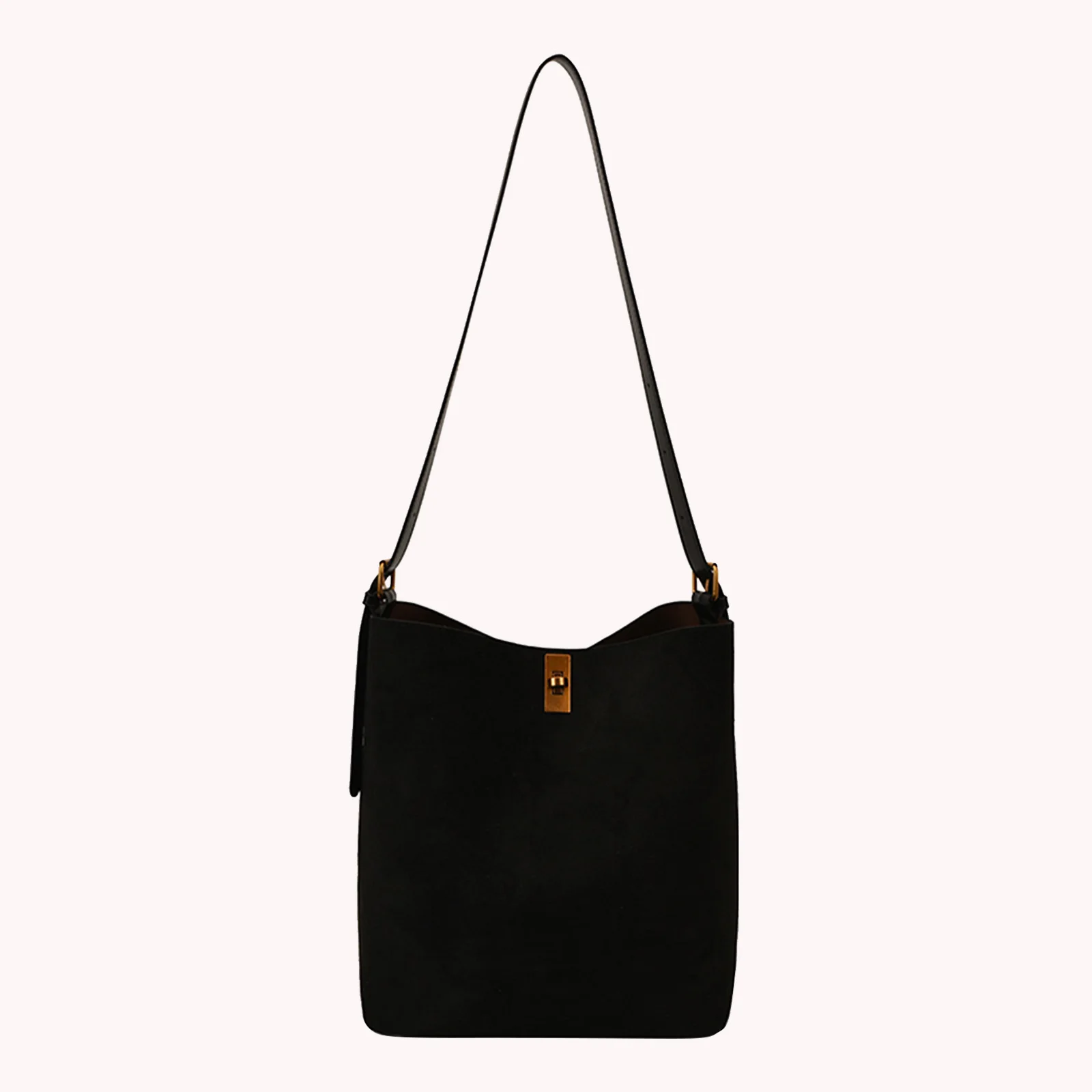 Women Faux Suede Hobo Handbag Solid Color Shoulder Bag Autumn Winter Crossbody Purse for Travel Shopping Daily Use