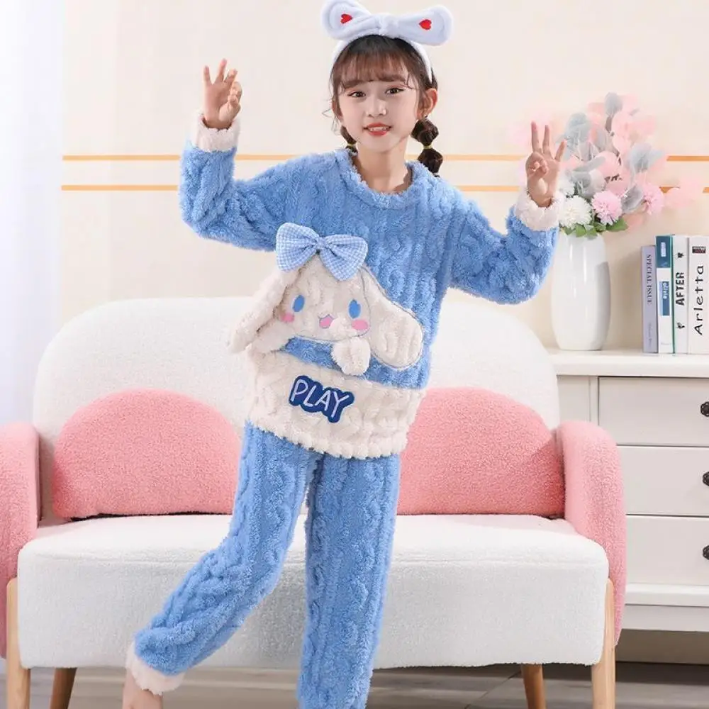

Sanrio My Melody Cinnamoroll Purin Dog для девочек фланелевые утепленные пижамы для детей аниме Домашняя одежда осень зима Детская одежда