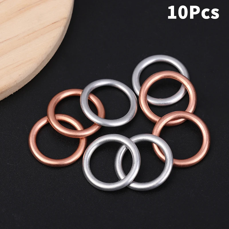 10pcs Car Oil Pan Drain Gasket Drainage Bolt Pad Aluminum/ Copper Oil Drain Plug Gasket Replaceable Accessories oil drain plug gasket