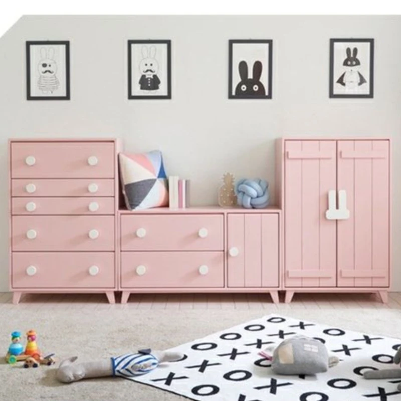 Kids Shelves Wardrobes Closet Cute Pink Hangers Storage Organizer Bedroom Dressers Meuble De Rangement Room Furniture CY50CW