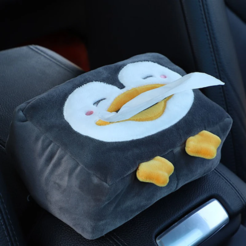 Cartoon tissue box Holder Cute Short Plush Tissue Boxes Bracket Auto Armrest Box Car Seat Back Car Decorations Holder