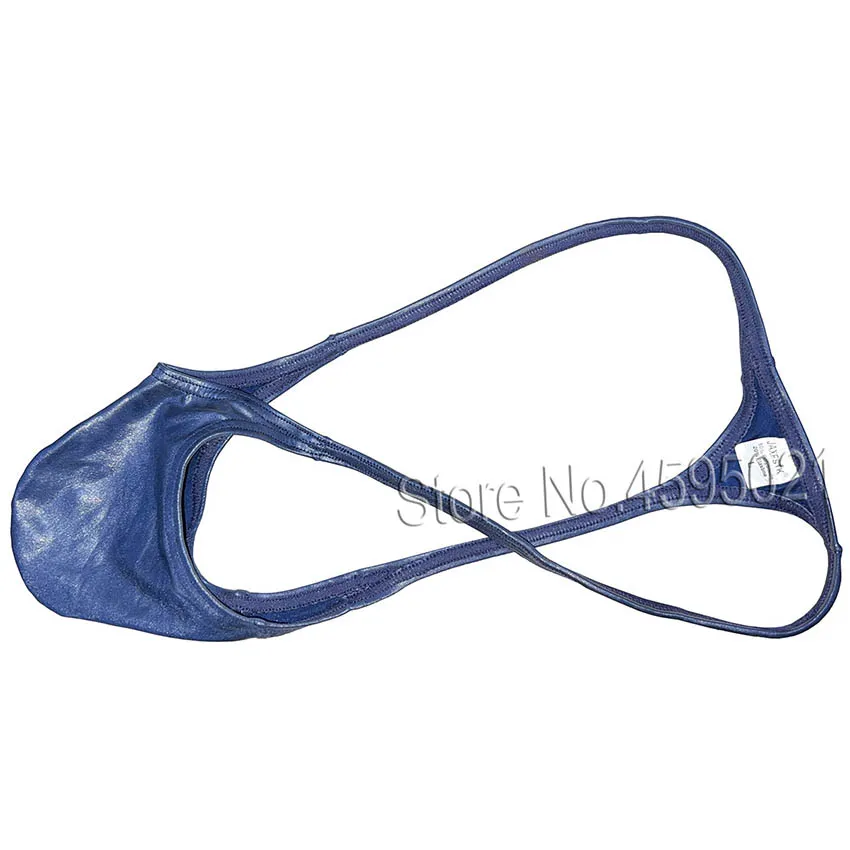 Men Micro Thong Pouch String T-back Underwear Male Solid Shiny Leather Metallic Luster Underpant Bikini Tanga Trunks
