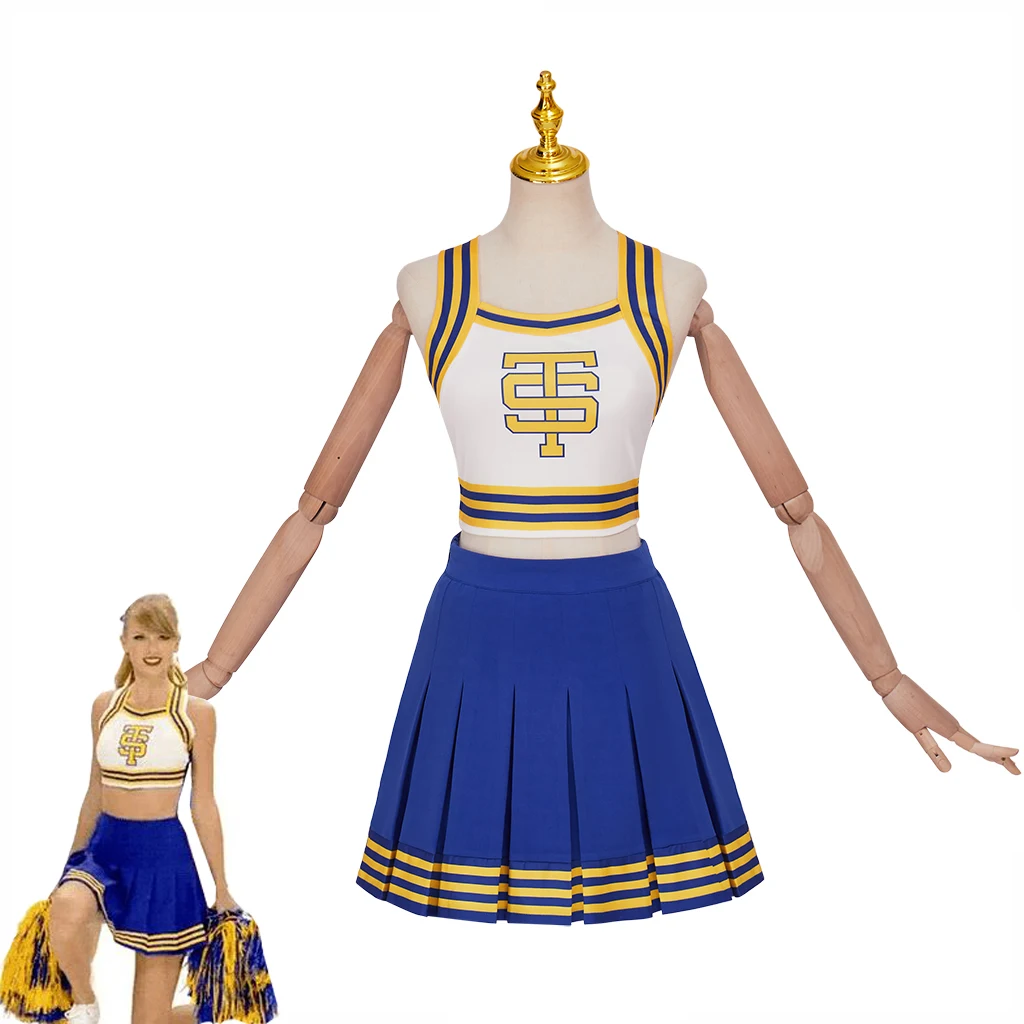 Taylor Cheerleader Uniform Ts Shake It Off Blue White Cheerleading Outfit Crop Top Gonna Set Halloween Party Costume Per Ragazze
