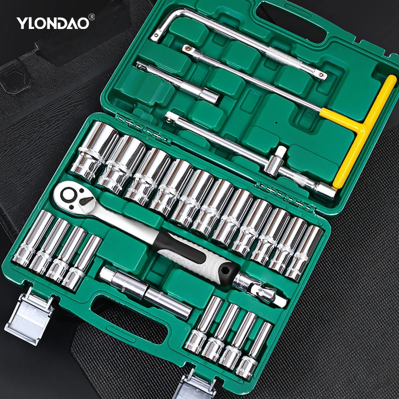 YLONDAO 1/2 Ratchet Socket Wrench Set Crv Quick Release Reversible