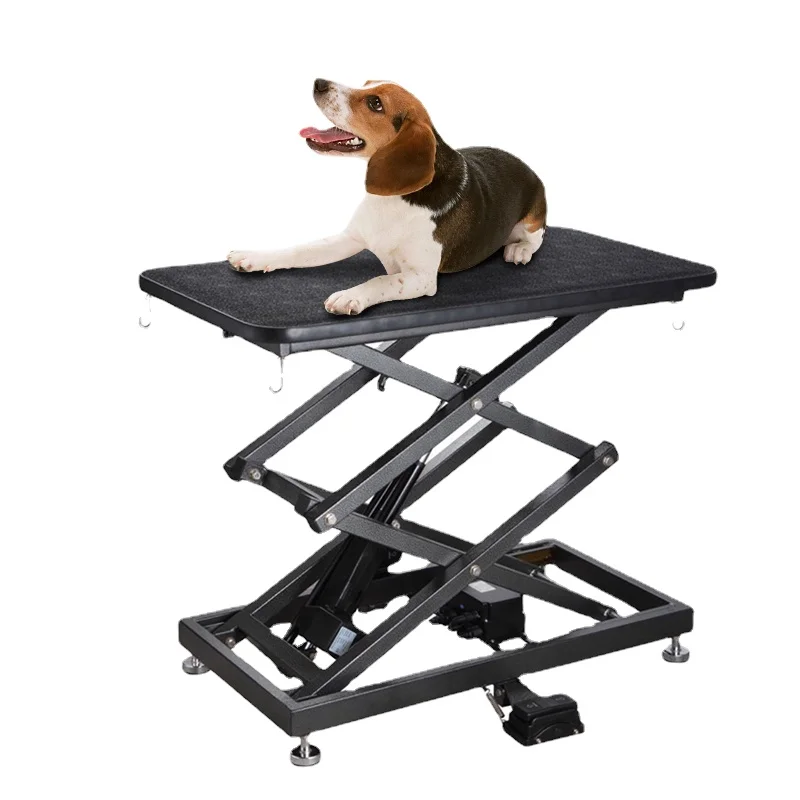 

Electric height adjustable hydraulic folding peg dog grooming table
