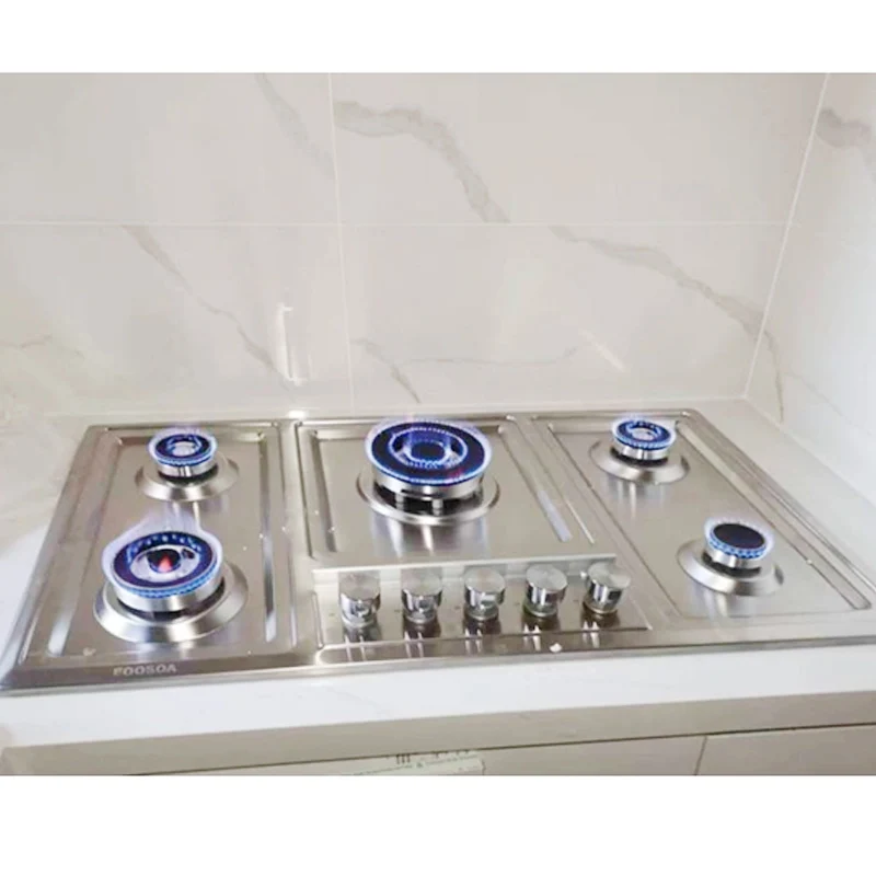 Factory Direct Household Kitchen Appliance Desktop Embedded Stainless Steel Gas Cooktop 5 Burner Commercial Gas Stove