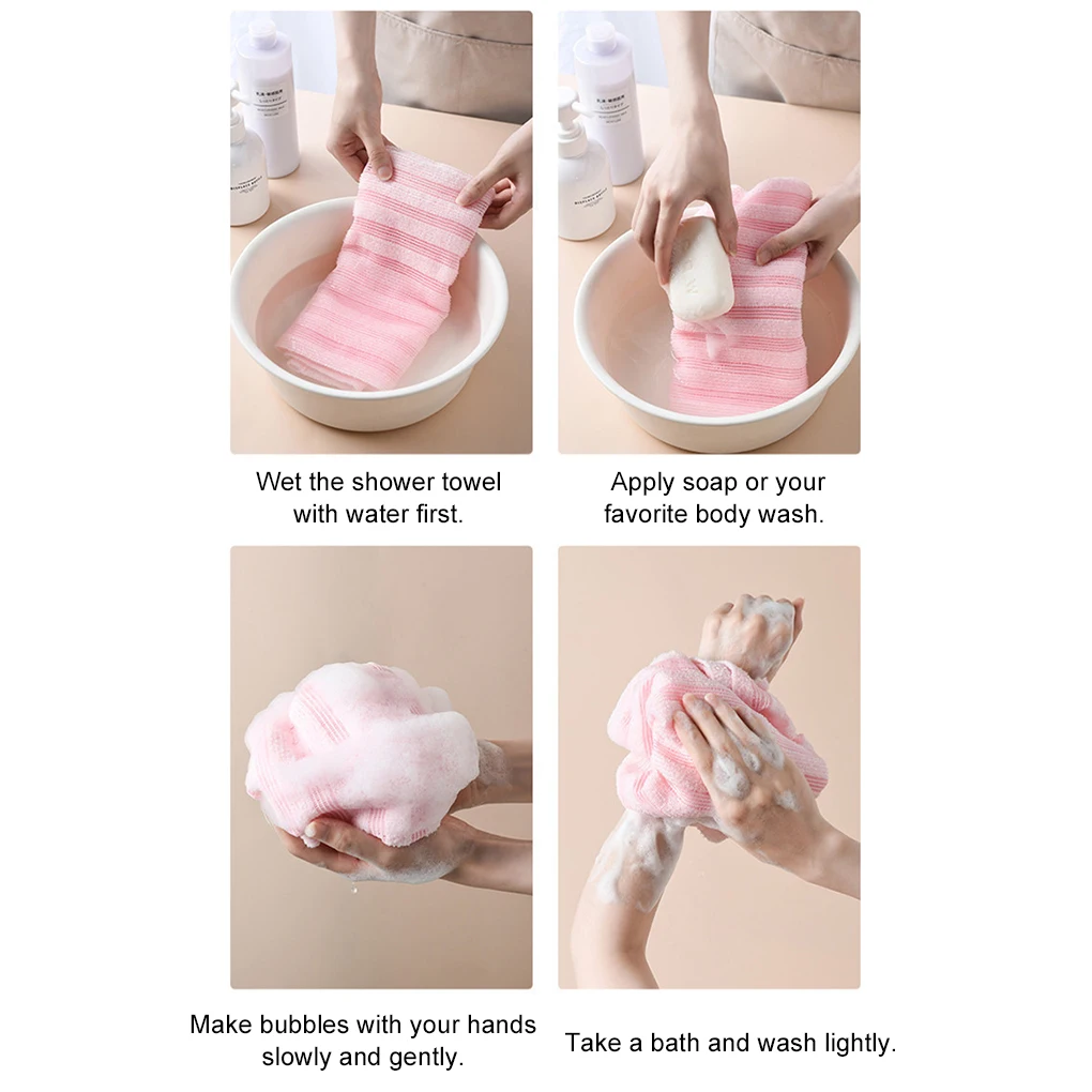 2pack/lot Blissal Shower Scrubber 25 100cm Extra Long Exfoliating Washcloth Exfoliating Shower Towel
