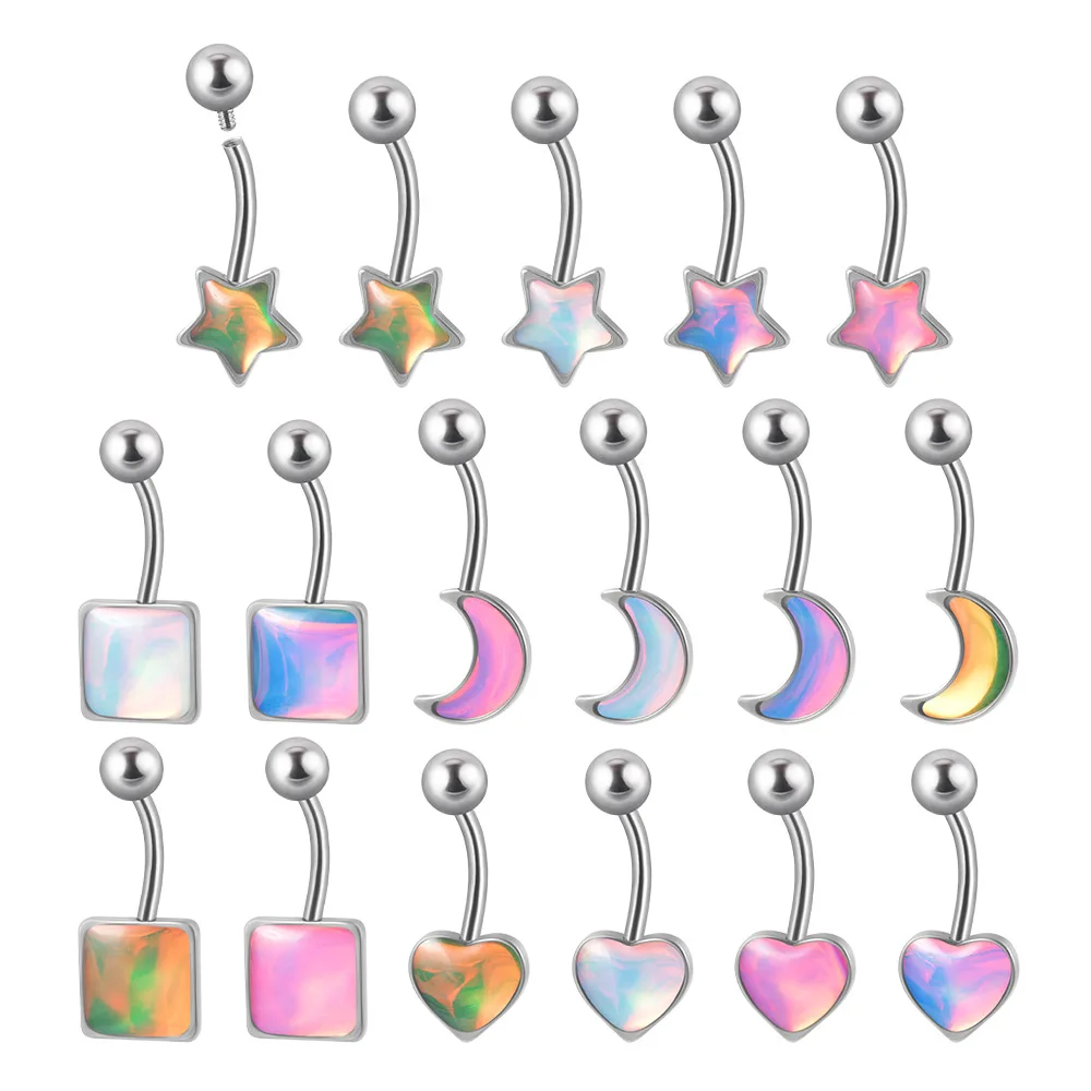 1 Pz Luna Cuore Stella Filo Interno Gradiente Flash Piercing Curvo Bilanciere Per Daith Sopracciglio Rook Ombelico Anello Chirurgico