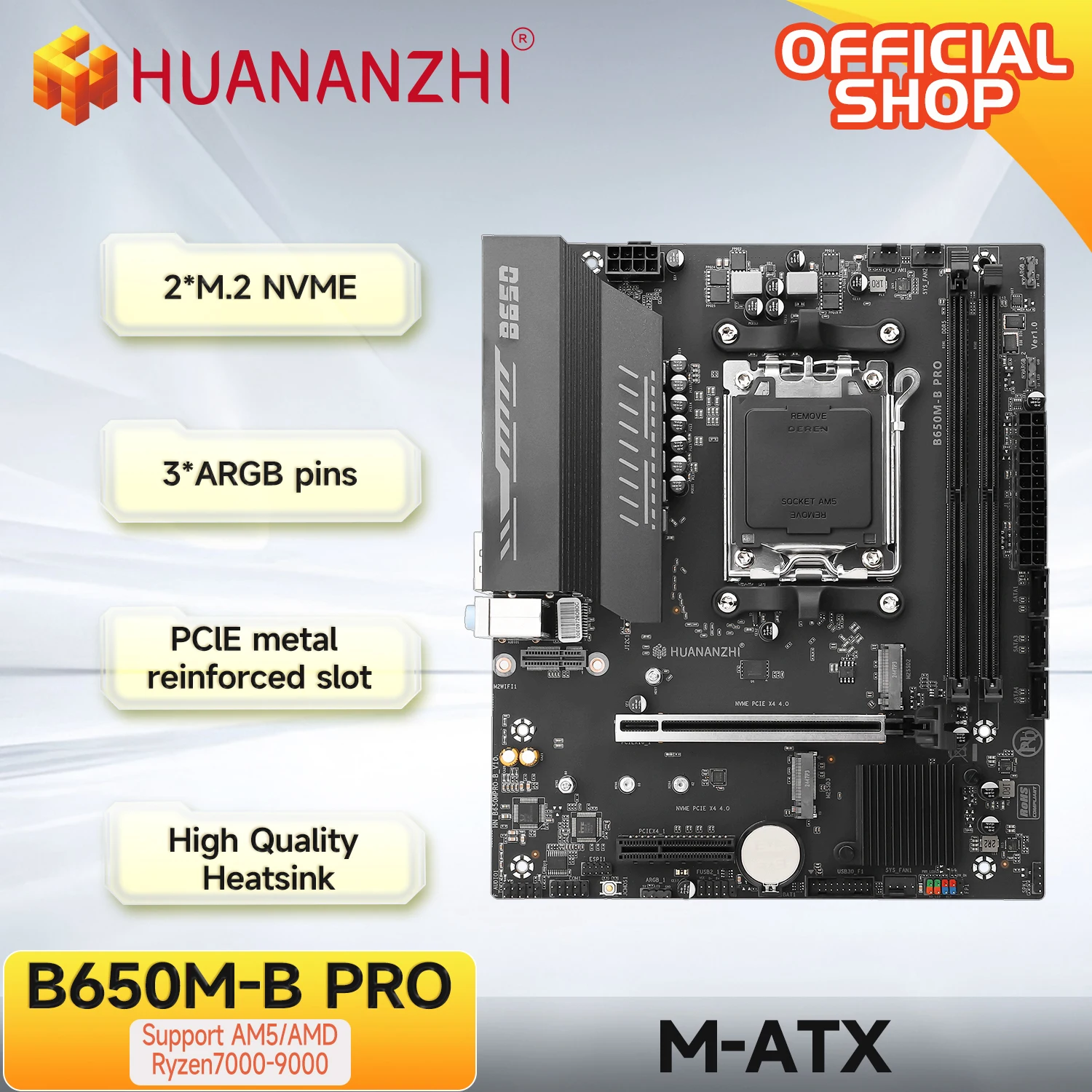 アミン B-up pro II HUANANZHI B650M B PRO AMD AM5 Motherboard Support Ryzen R5 R7 7000