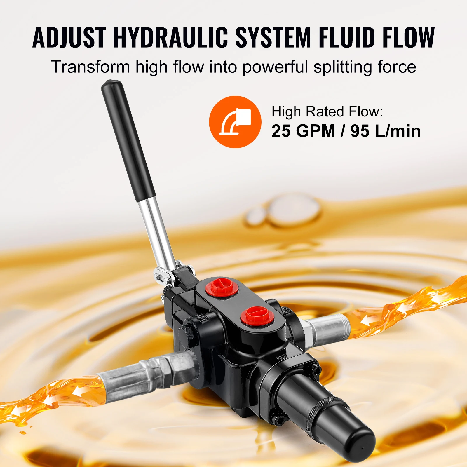 SucceBuy Hydraulic Log Splitter Valve 1Spool 25GPM Hydraulic Directional Control Valve 3626PSI Hydraulic Loader Valve for Loader