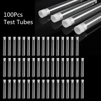 50Pcs lab Test Tubes With Stoppers Clear Plastic Test Tube Plugs Bottle For Scientific Experiments Supplies