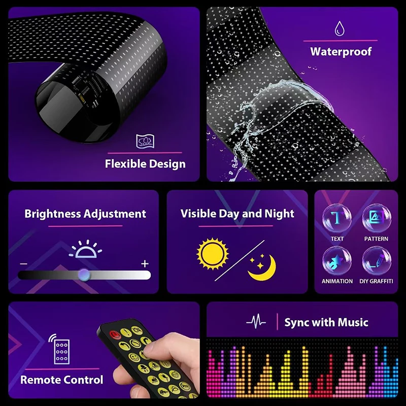 Devil's Eye Truck Windshield Remote Control Flexible Led Eye Animation Display Smart Scrolling Message Eye Soft LED Sign Board