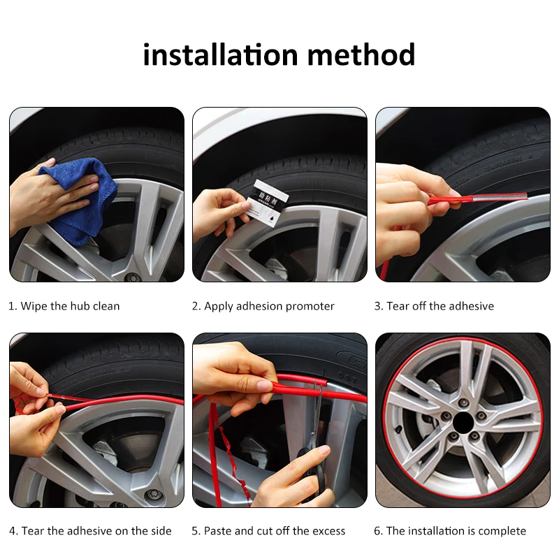 Car Wheel Rim Strip Car Stickers 8 Meters Car Wheel Rim Blades Protector Line Tire Guard Decorative Strip Rubber Moulding Trim