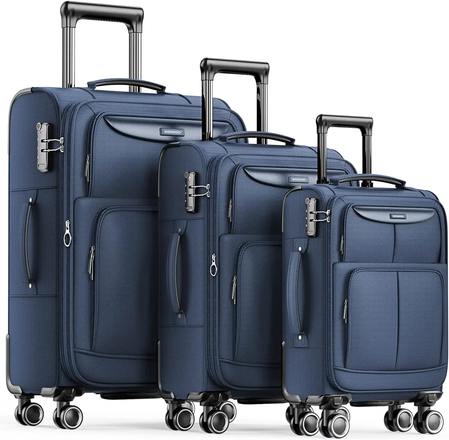

SHOWKOO чемодан наборы 3 шт. мягкий расширяемый легкий прочный чемодан наборы двойной Спиннер колеса TSA замок (20in/24i