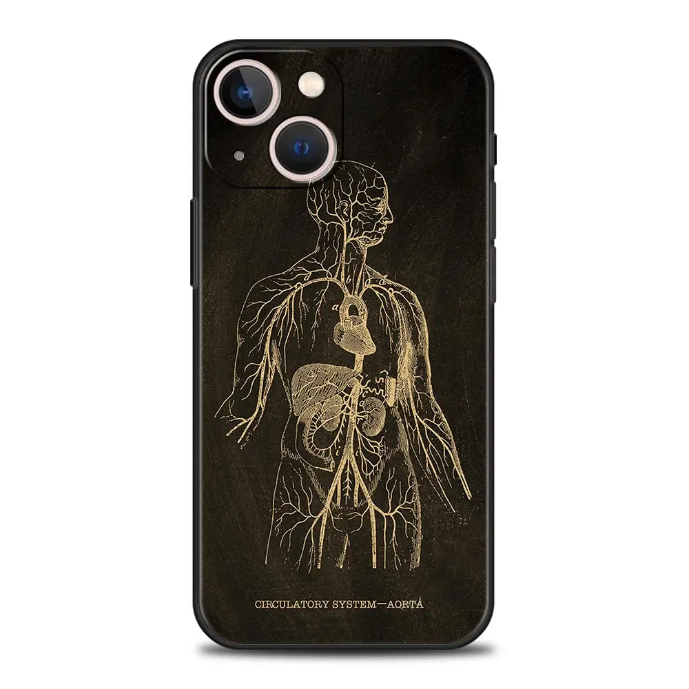 thumbnail image 1 of Funda de teléfono con forma de corazón y cuerpo de pizarra con esqueleto de anatomía para iPhone 13, 15, 14, 12, 11 Pro MAX XR X SE XS 7 8 Plus, funda protectora suave, 1 of 5
