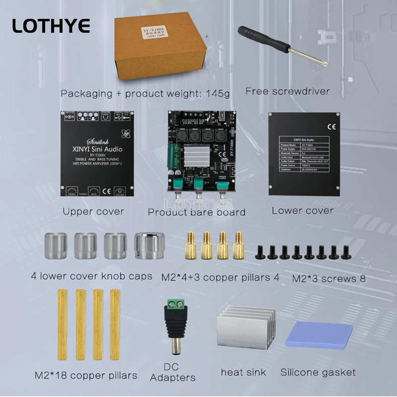 100w+100w 블루투스 5.0 파워 오디오 앰프 보드 TPA3116D2 앰프 스테레오 고음 및 저음 조정 홈 시어터