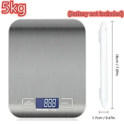 High - Precision Digital Kitchen Scale with LED Display - Stainless Steel, 5kg Capacity (White 5kg 1g)