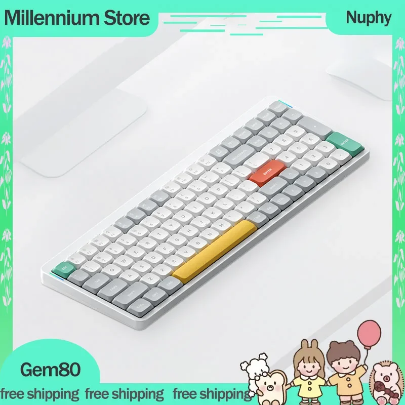 Nuphy Gem80 Tastiera Da Gioco Meccanica 88Key 3 Modalità Usb/2.4G/Bluetooth Wireless Tastiera Guarnizione Personalizzazione Tastiera Da Gioco Regalo