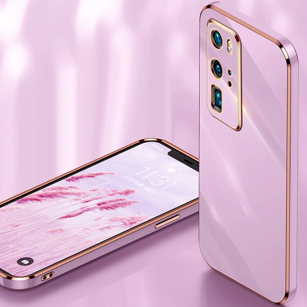 Luxus Platz Überzug Silikon Fall Für Huawei P40 P30 P20 Pro Mate 20 30 40 Fall Schlanke Stoßfest Abdeckung für Huawei P30 P_voghion.com