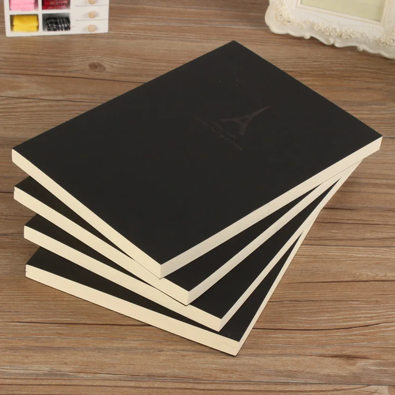 B5 Notebook,Sketchbook 140 Thickened Pages Black Cardboard Cover Blank Inner Pages For Quality Fine Art Painting And Doodle 4