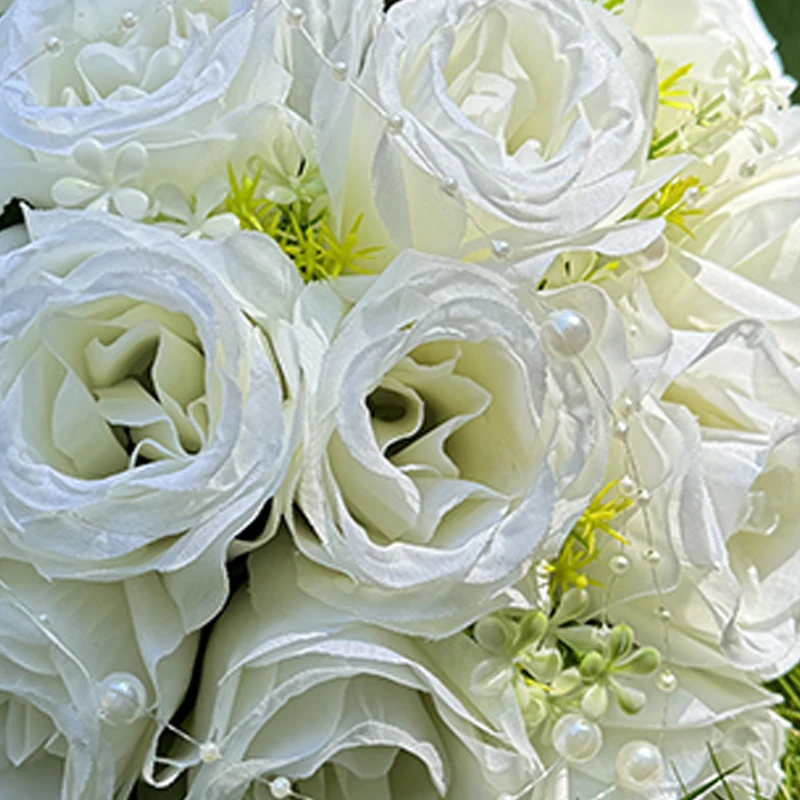 1PC Wedding Bride Rose Bouquet Pearl Chain Rhinestone Flower Wedding Tossing Bouquet Valentine's Day Church Party Decoration Con