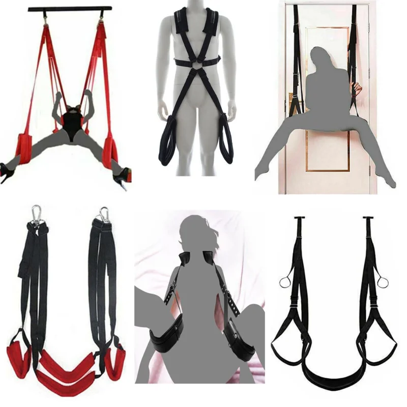 Hanging Door Sex Love Aid Swing with Seat Slave Open Legs BDSM Bondage Slings for Adult Couples Adjustable Straps Sex Toys Game