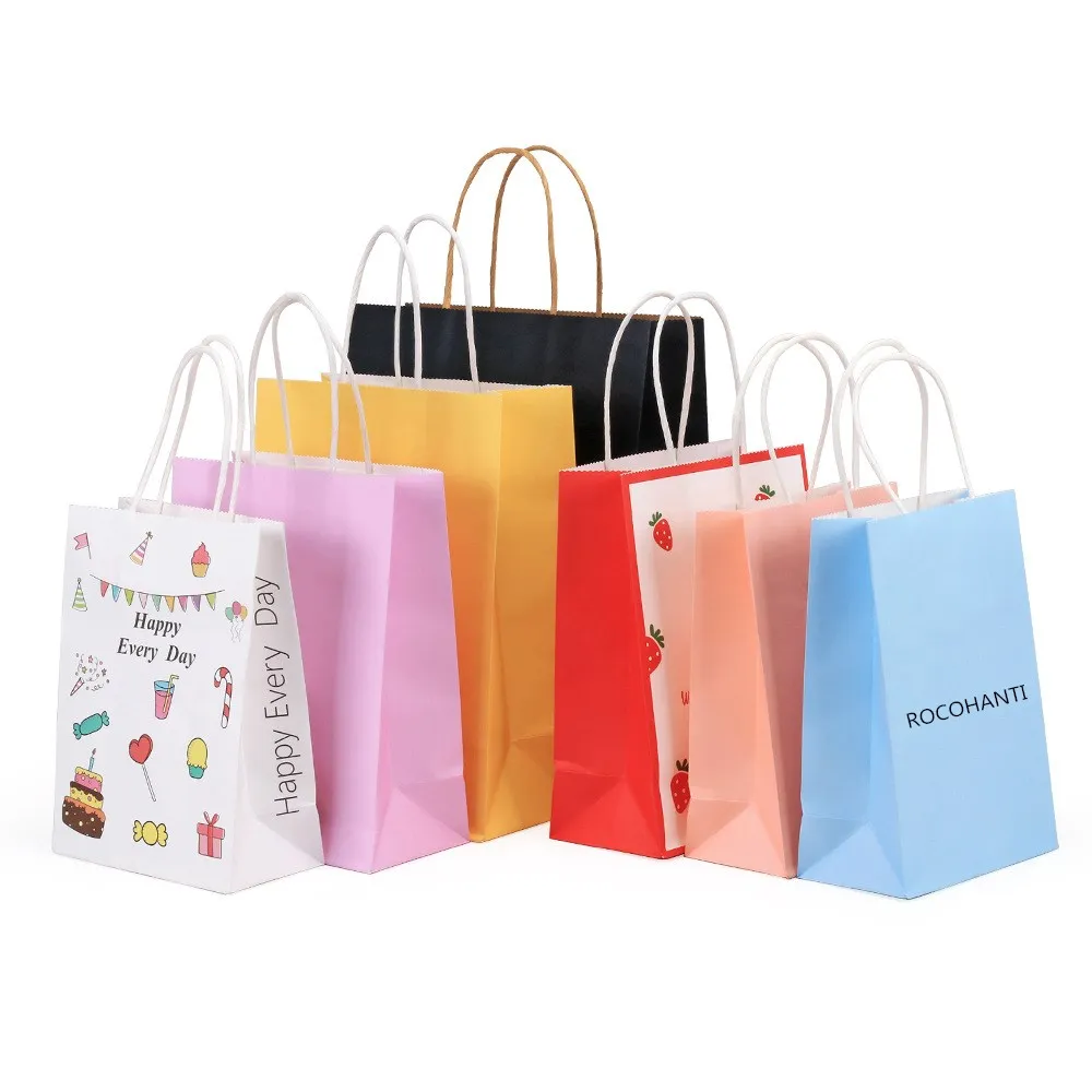 

50pcs Sacs personnalisés pour emballage de luxe blanc avec votre propre logo brun sac en papier kraft cadeau shopping
