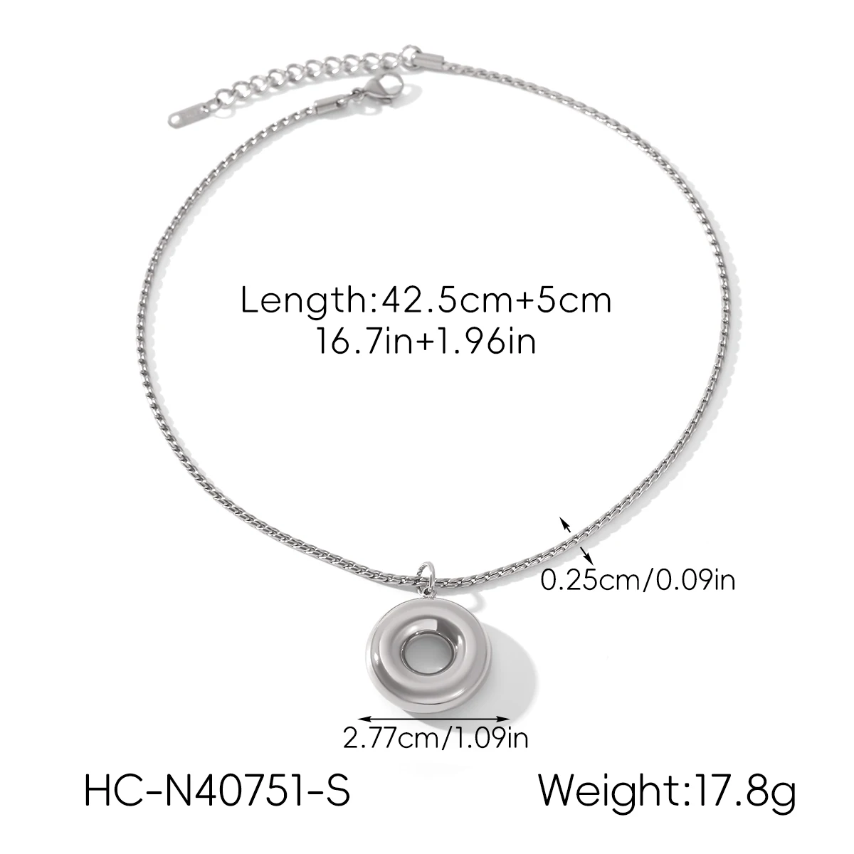 Vergoldete Edelstahl-Anhängerkette mit Doppelkreis-Kette, Minimalistischer Mehrlagiger Wasserfester Schmuck, Tägliches Geschenk für Frauen – Detail 5