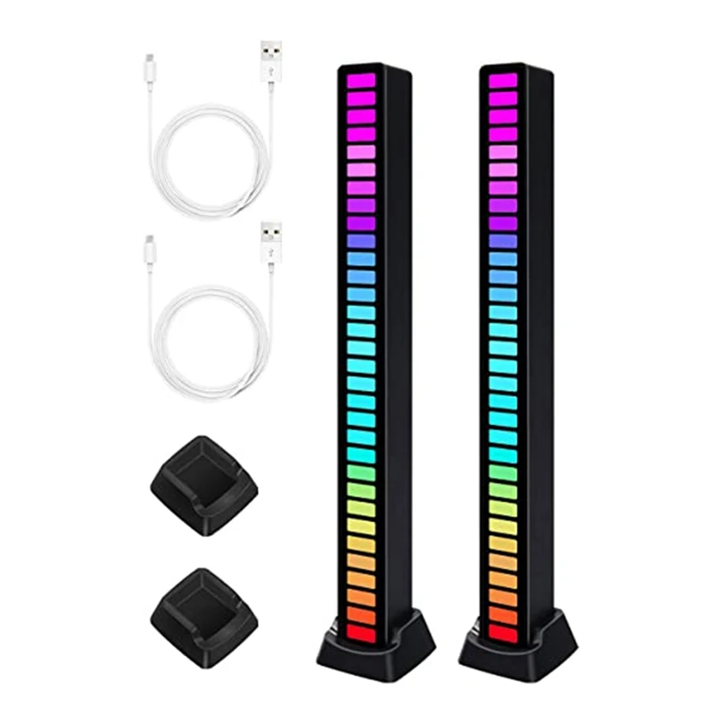 

2PCS RGB Rhythm Strip Light, Rechargeable Gaming Music LED Strip Light, Mood Pick Color LED Ambient Light