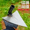 Manganese Steel Triangular Pointed Pickaxe Pull Hoe for Fertilization Ridging Furrowing Wooden Handle Pointed Hoe 2