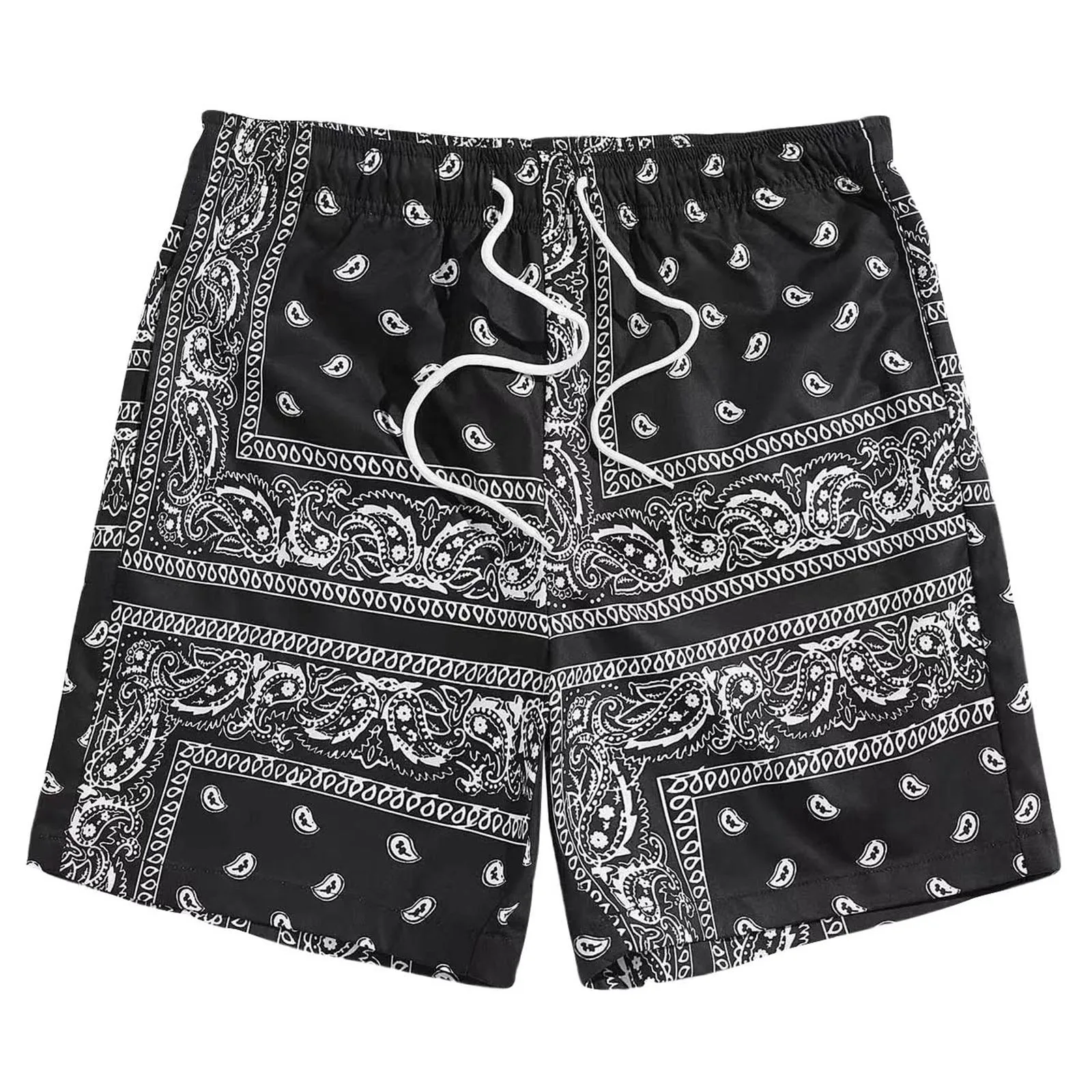 Men's Boho Drawstring Waist Shorts Paisley Print Summer Beach Shorts Fashion Shorts Men Plus Size Workout Gym Short Pants 3