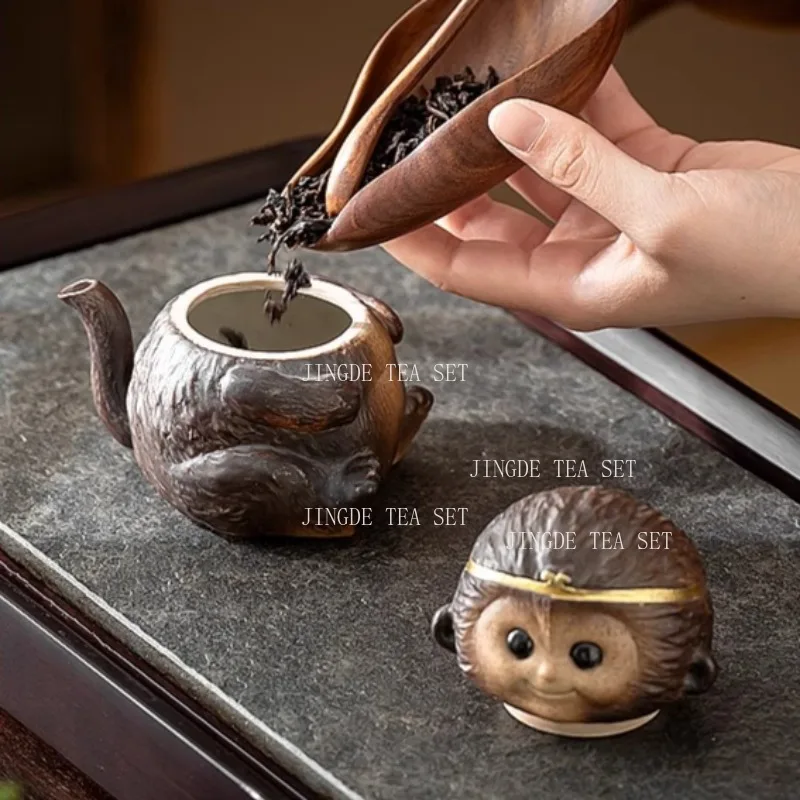 150ml Wukong Teapot Creative Home Teapot Anti Scalding Hand Grip Pot Desktop Ornament Drinking Utensils Tea Ceremony Accessories