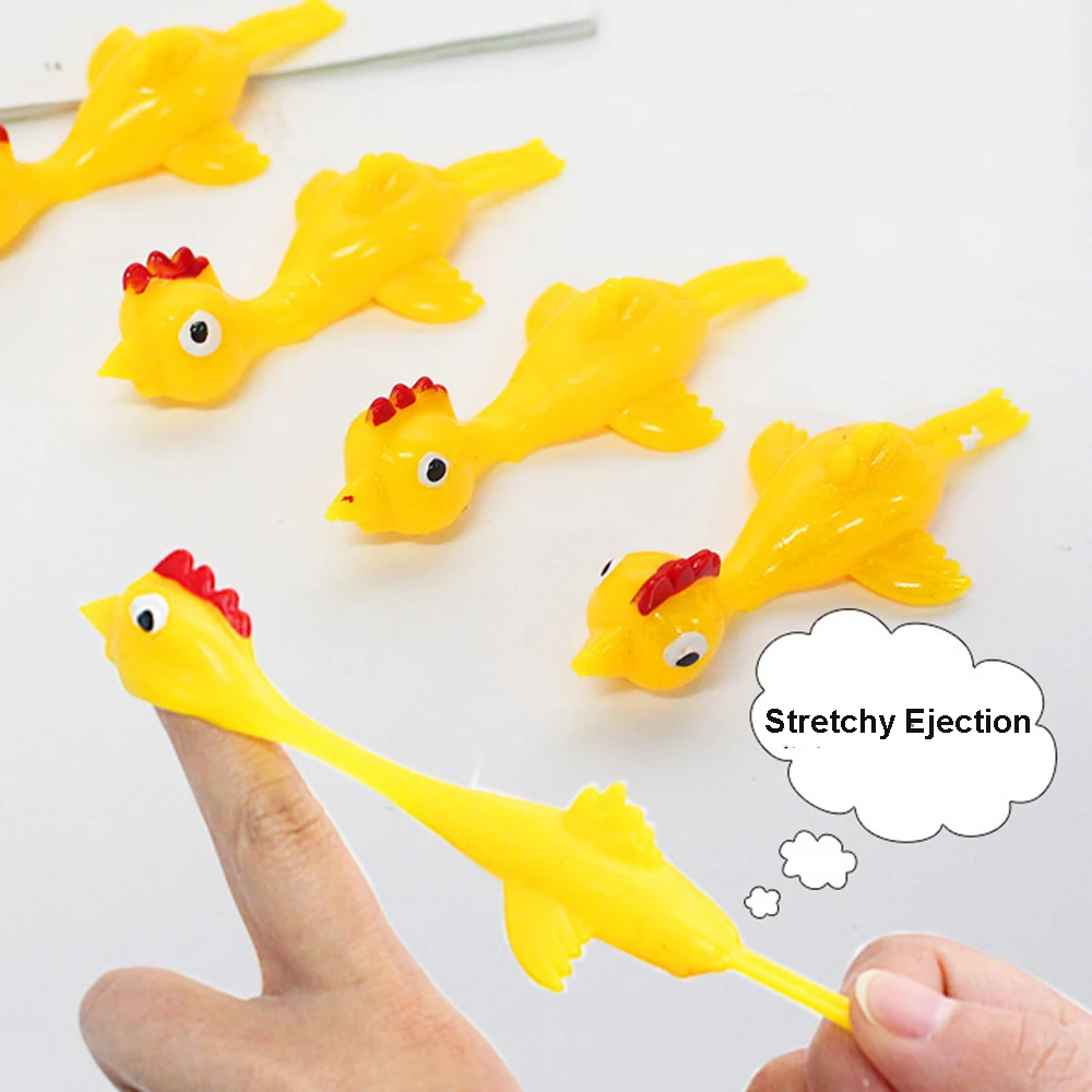

5pcs Stretchy Flying Novelty Gags Finger Toys Practical Joke Toys Ejection Turkey Catapulted Chicken