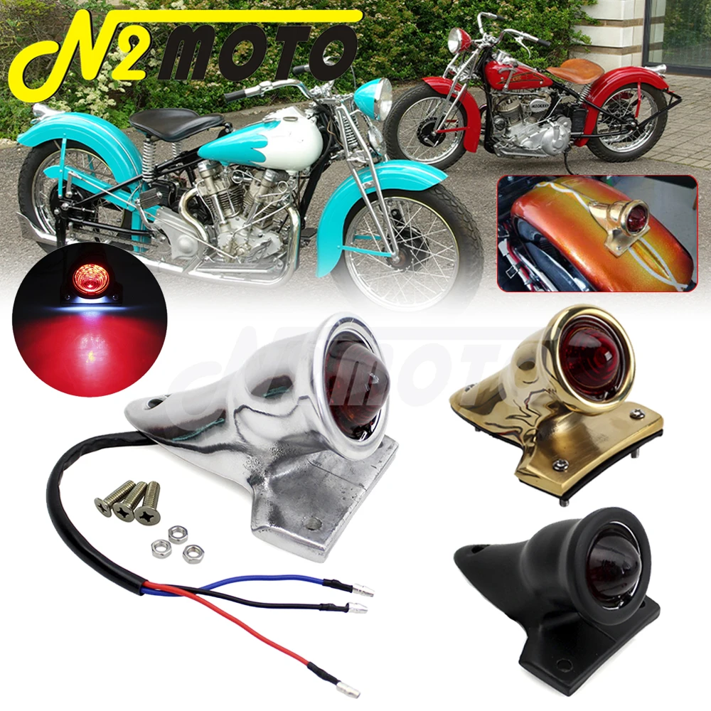 

Задний фонарь для мотоцикла в стиле Crocker, 12 В, задний стоп-сигнал для Harley Chopper Bobber Cafe Racer Tail, номерной знак светодиодный