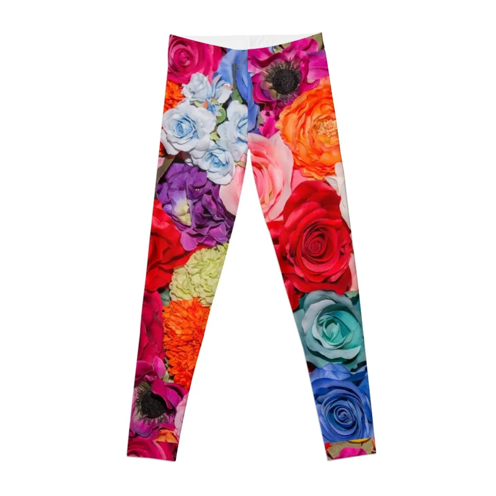 

Rainbow Roses Blooming Leggings active wear women Leginsy push up sports leggings for women push up Sportswear woman gym