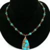 Factory Store Trendy Regenerate Turquoise with Bronze 6-8mm Beads Necklace with Quadrangle Pendant for Woman Man Daily Wearing 1
