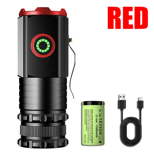 Powerful Portable Mini LED Flashlight 2000LM 3LED Ultra Strong Light 18350 Builtin Battery USB