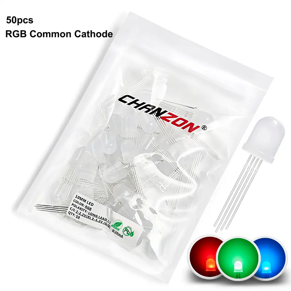 5mm 8mm 10mm Led Diode RGB Light Emitting 4 Pin Common Anode Cathode Tricolor Multicolor Clear Diffused DIY PCB Lamp Bulb image 12