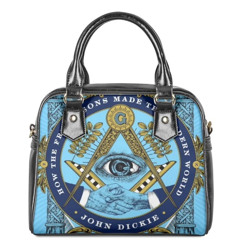 

Twoheartsgirl Freemasonry Print Casual PU Totes Crossbody Bags for Lady Commute Messenger Shoulder Sac Portable Sling Cross Body