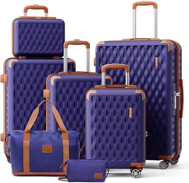 Ensemble de bagages légers et durables Melalenia 7 pièces, serrure TSA, valise de voyage avec sac de sport et trousse de toilette 1