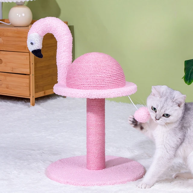 Sisal Cat Tree Flamingo Cats Climbing Frame Durable Cat Scratching Post Space Saving Cats Furniture for Small Apartments Pet Toy Sisal Cat Tree Flamingo Cats Climbing Frame Durable Cat Scratching Post Space Saving Cats Furniture for Small Apartments Pet Toy