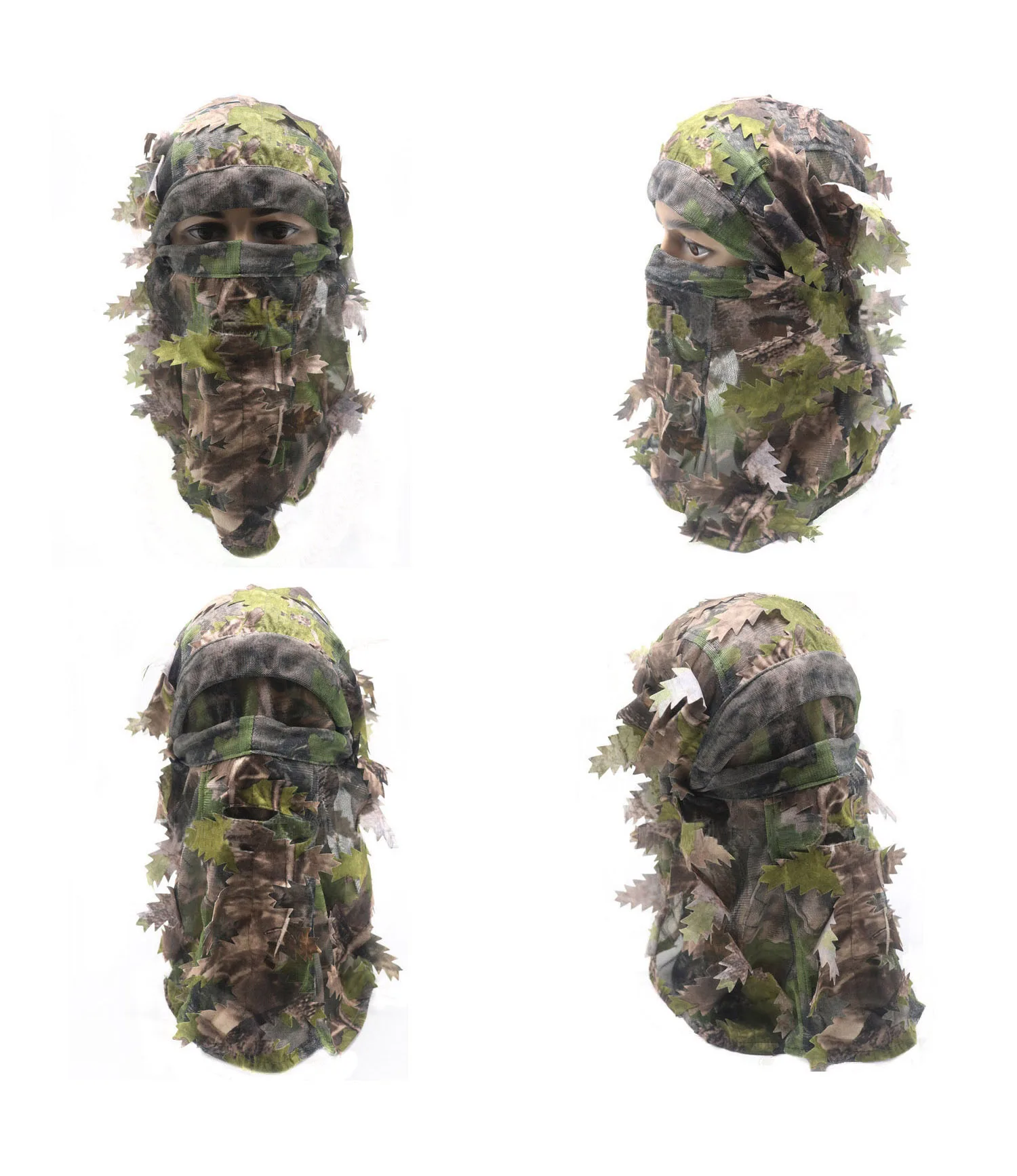 Airsoft Camouflage 3D Stereo Mask Outdoor Breathable Sun Protection Fishing Hunting Bionic Balaclava Headgear Disguise Leaf Mask