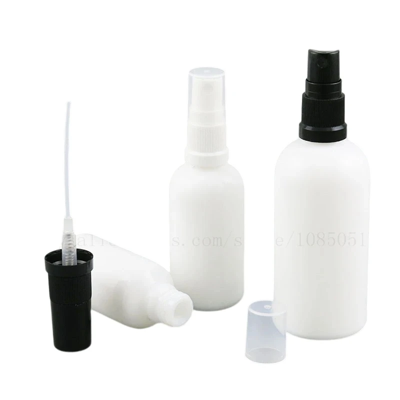 

White Glass Spary Bottle 15ml 1oz 30ml 50ml 100ml Essential Oil Perfume e Liquid Bottle With White Black Sprayer 15pcs