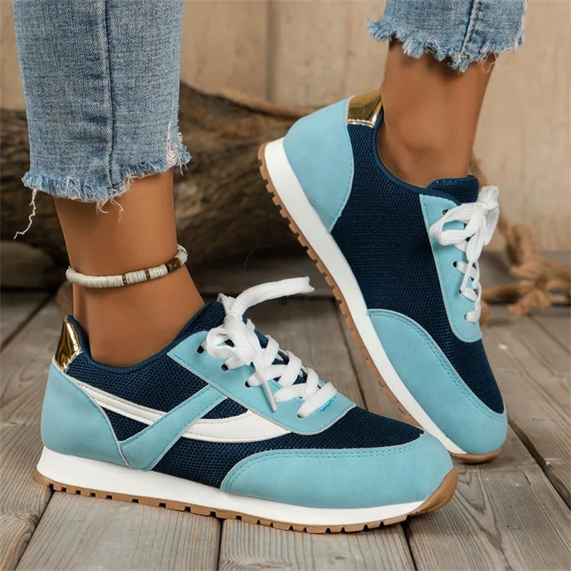 2024 Women Sneakers Platform Shoes Leather Patchwork Casual Sport Shoes Ladies Outdoor Running Vulcanized Shoes ZapatillasMujer