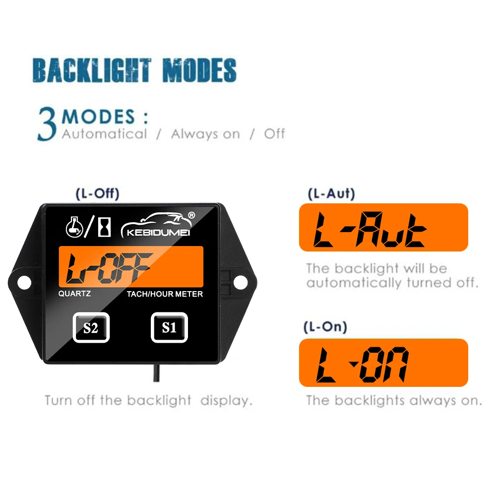 Tachometer Meter Kebidumei Digital Tach Hour Meter Tachometer LCD Display for Outboard Motor Lawn Mower Motocross Motorcycle Marine Chainsaw